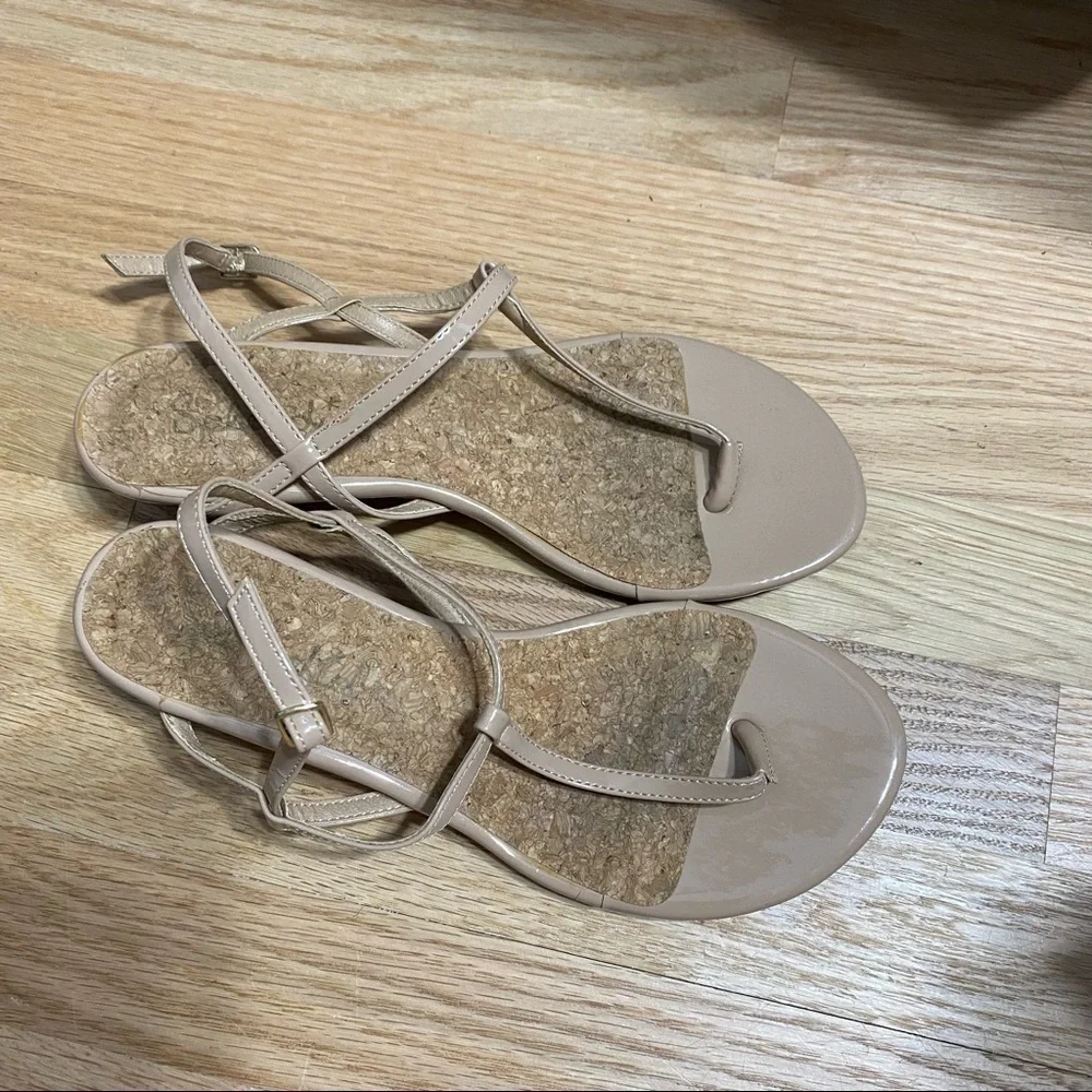 Splendid Cork Wedge Cream Sandals Sz 8 Women’s Open Toe Nude Color